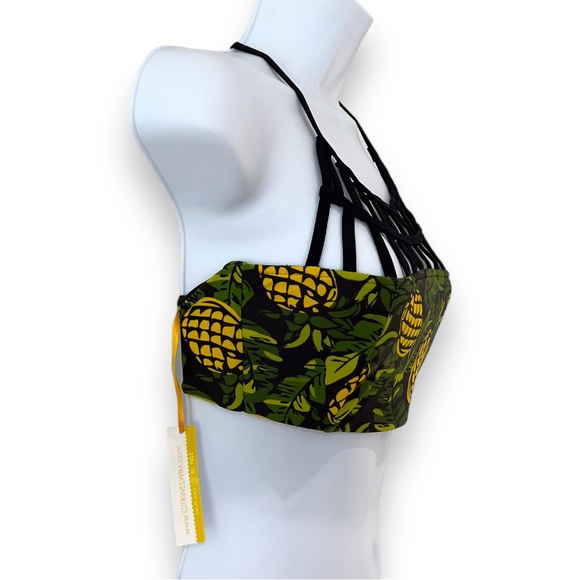 Citrine Swim Mali Bikini Top King of Fruit Pineapple Print size M - Picture 2 of 13